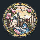 Rhine River Germany Magnet<br><div class="desc">Beautiful personalizable faux stained glass trip souvenir.

Customisation:
Change inscription and year to make it unique.</div>