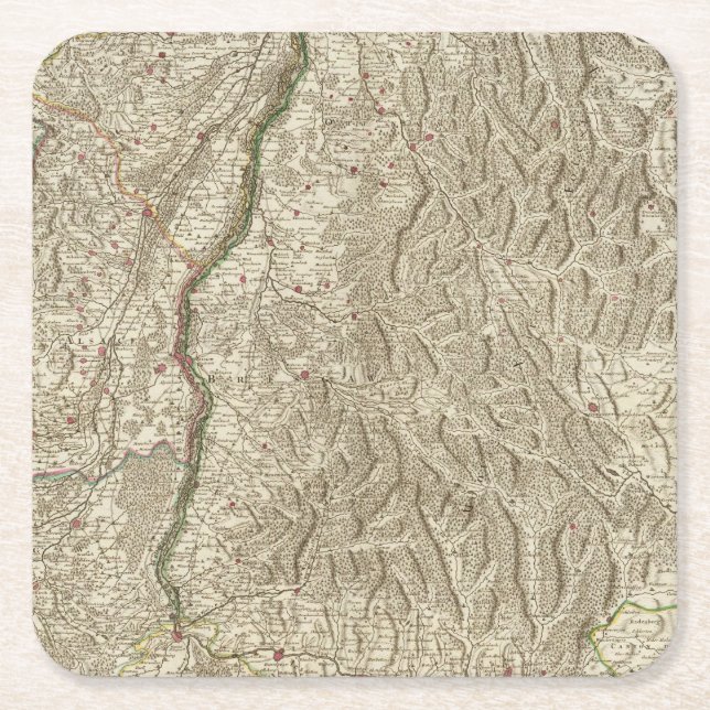 Rhine River Valley, France Square Paper Coaster (Front)