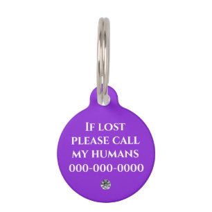 Rhinestone Bedazzle Gem Purple Custom Name Phone Pet Tag