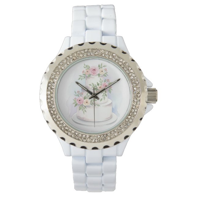 Rhinestone Bezel Wedding Cake Bridal Watch (Front)