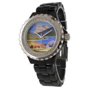 Rhinestone Black Enamel Watch
