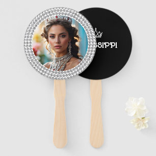 Rhinestone Border Photo Pageant Wavers Hand Fan