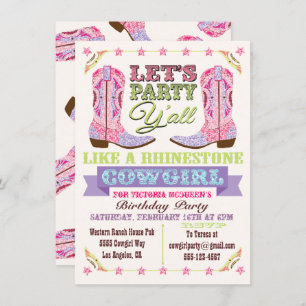 Rhinestone Cowgirl Birthday Party Invitations