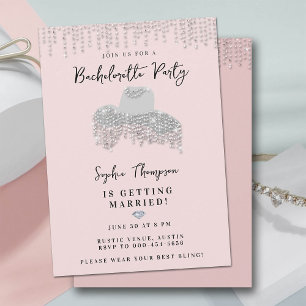 Rhinestone Cowgirl Hat Glitter Drips Bachelorette Invitation