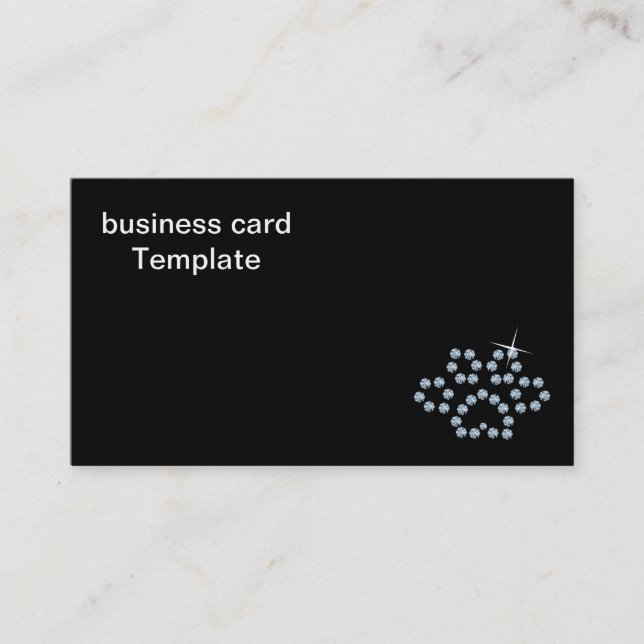 Rhinestone Diamond Dog Paw Business Cards (Front)