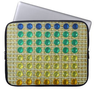 Rhinestone gems jewels flashy style gold colours laptop sleeve