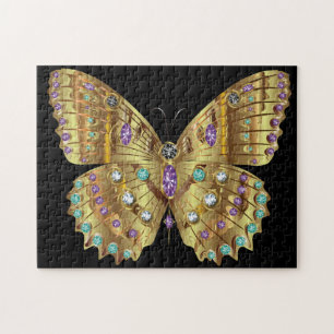 Rhinestone Golden Butterfly Jigsaw Puzzle