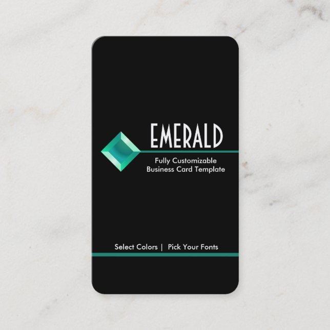 Rhinestone Jewel Teal - Rhinestone Emerald Logo Business Card (Front)