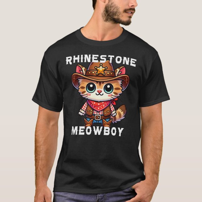 RhineStone Meowboy Cat T-Shirt (Front)