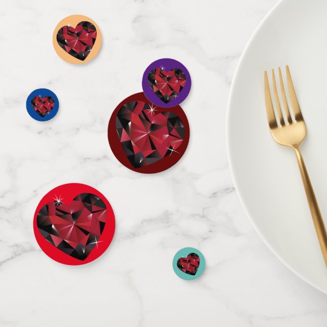Rhinestone Red Ruby Hearts Confetti (Group)