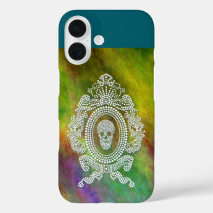 rhinestone skull art iPhone 16 case