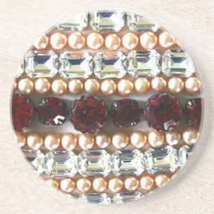 Rhinestones and pearls - vintage jewellery coaster
