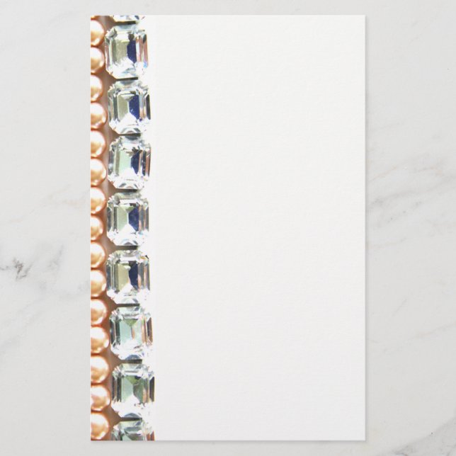 Rhinestones and pearls - vintage jewellery stationery (Front)