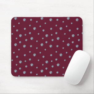 Rhinestones on dark red mouse pad