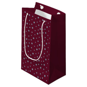 Rhinestones on dark red small gift bag