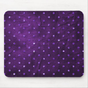Rhinestones on Purple Leather Mouse Pad