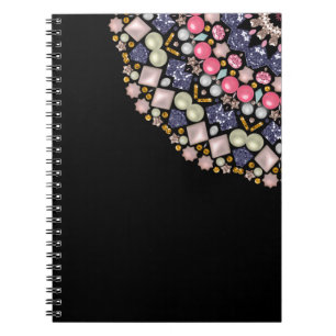 Rhinestones, sequins, confetti notebook