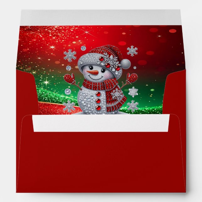 Rhinestones Snowman Holiday Envelope (Back (Bottom))