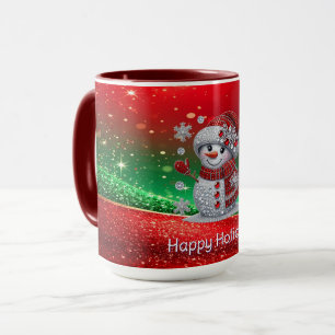 Rhinestones Snowman Holiday Mug