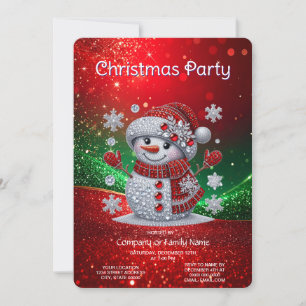 Rhinestones Snowman Holiday Party Invitation
