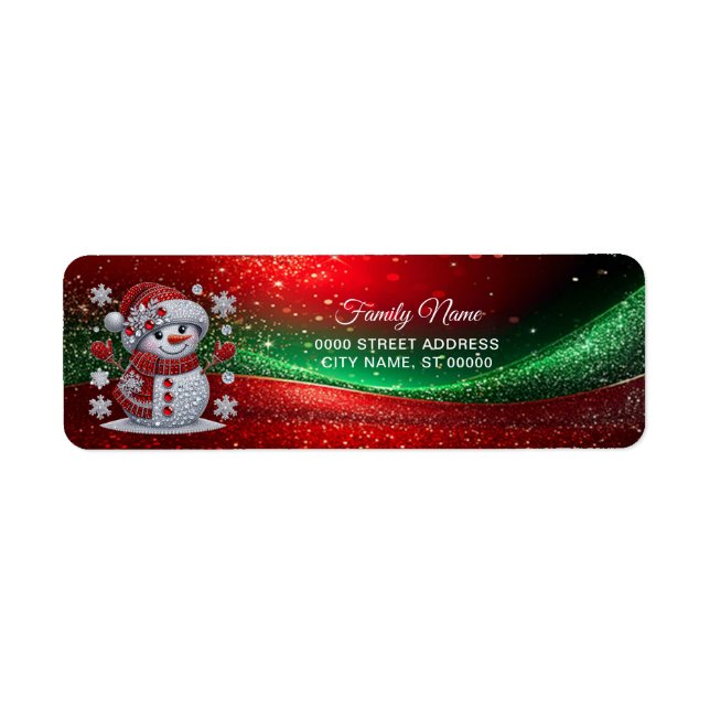 Rhinestones Snowman Return Address Label (Front)