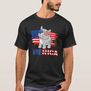 Rhino American Flag Sunglasses Patriotic 4th Of Ju T-Shirt