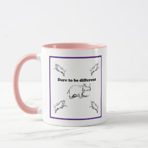 Rhino Among Unicorns Dare to be Different Cartoon Mug