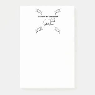 Rhino Among Unicorns Dare to be Different Cartoon Post-it Notes