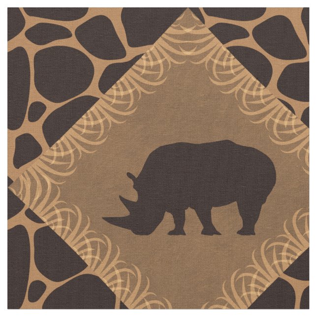 Rhino and Animal Print Diamond Pattern. Fabric (Close Up)