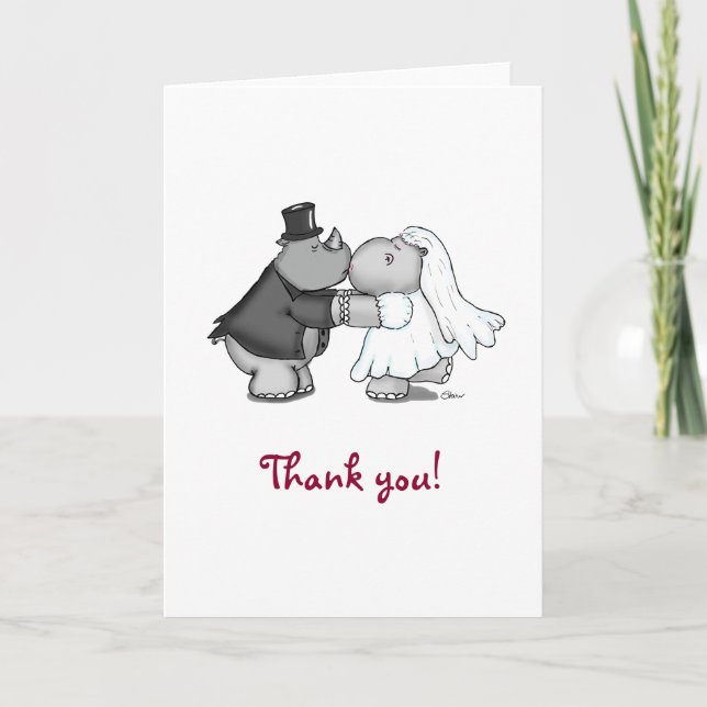 Rhino and Hippo Thank you Greeting Card (Front)