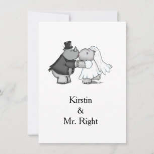 Rhino and Hippo Wedding Invitation