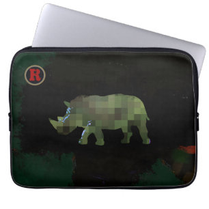 rhino animal art laptop sleeve