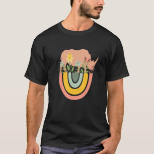 Rhino  Animal Mammal Zoo Africa Rainbow Boho Pink T-Shirt