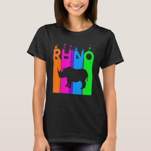 Rhino Animal Rainbow Bubble With Silhouette T-Shirt