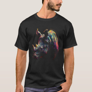 Rhino Artwork  Colourful Animal Rhino T-Shirt