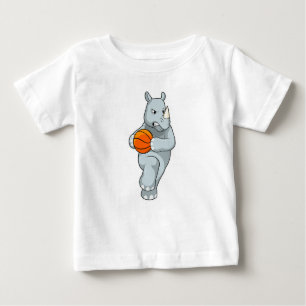 Rhino as Basketball player with Basketball Baby T-Shirt