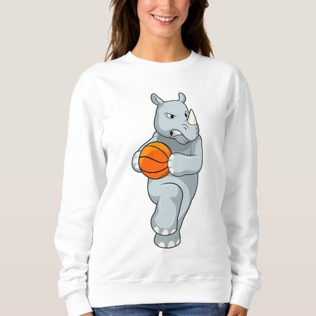Rhino as Basketball player with Basketball Sweatshirt (Front)