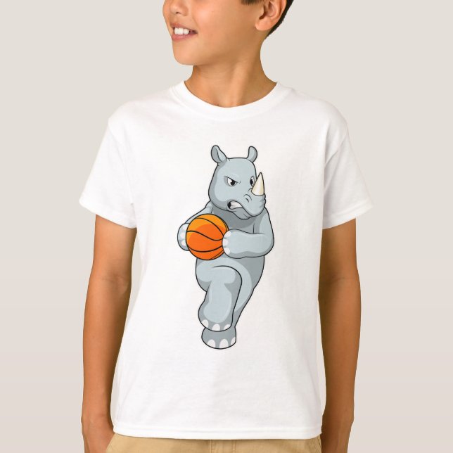 Rhino as Basketball player with Basketball T-Shirt (Front)