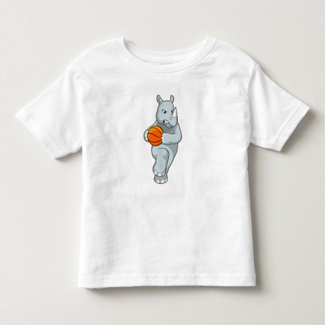 Rhino as Basketball player with Basketball Toddler T-Shirt (Front)