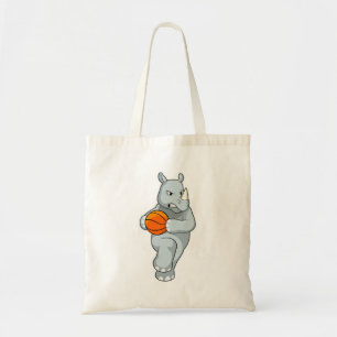 Rhino as Basketball player with Basketball Tote Bag