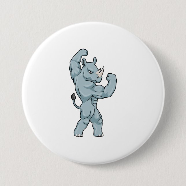Rhino as Bodybuilder extreme 7.5 Cm Round Badge (Front)