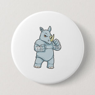 Rhino as Boxer at Boxing 7.5 Cm Round Badge