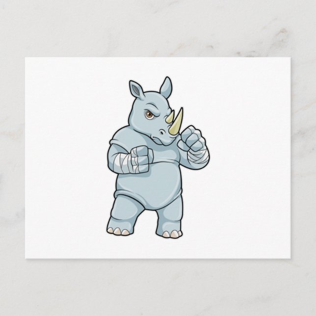 Rhino as Boxer at Boxing Postcard (Front)
