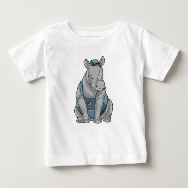 Rhino as Craftsman with Wrench Baby T-Shirt (Front)