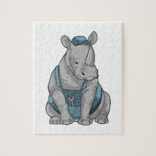 Rhino as Craftsman with Wrench Jigsaw Puzzle