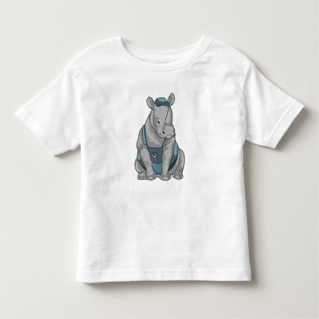 Rhino as Craftsman with Wrench Toddler T-Shirt (Front)