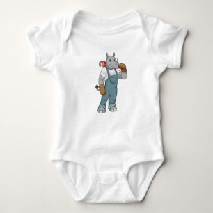 Rhino as Handyman with Water pump pliers Baby Bodysuit