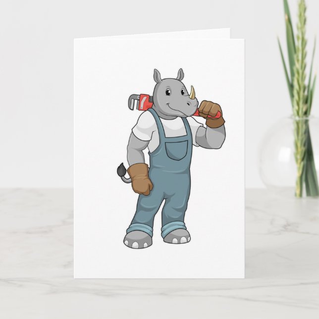 Rhino as Handyman with Water pump pliers Card (Front)