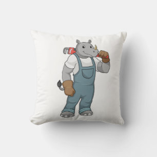 Rhino as Handyman with Water pump pliers Cushion