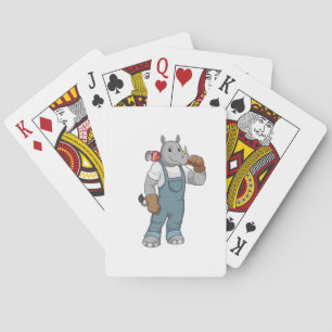 Rhino as Handyman with Water pump pliers Playing Cards